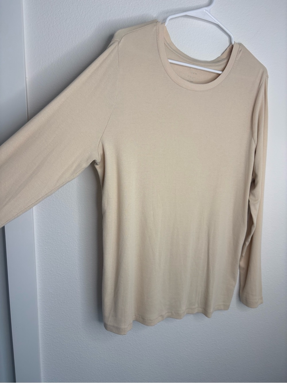 A New Day Oatmeal Beige Ribbed Crewneck Longsleeve Top
